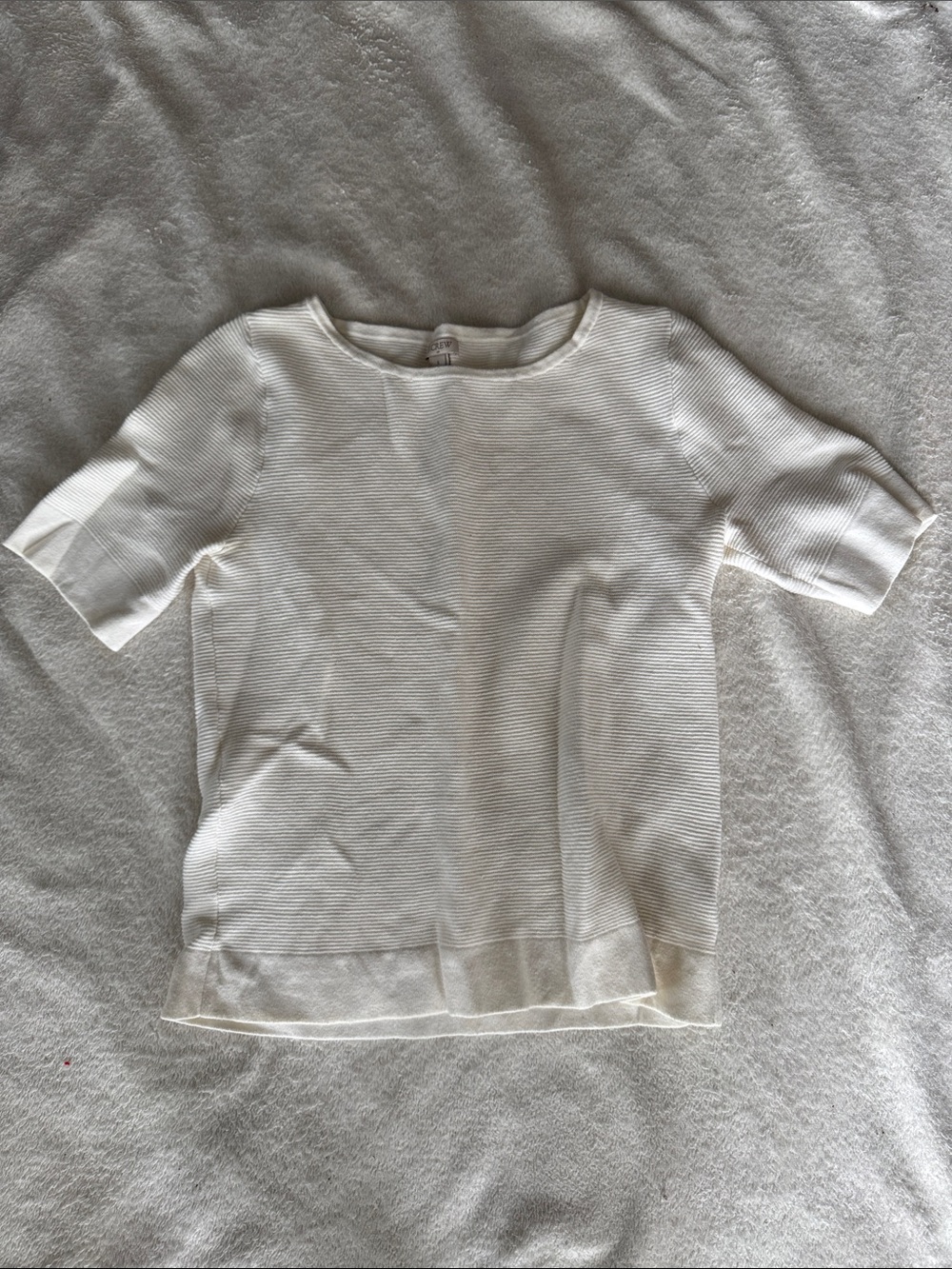 J Crew Light Cream Short-Sleeve Knit Top